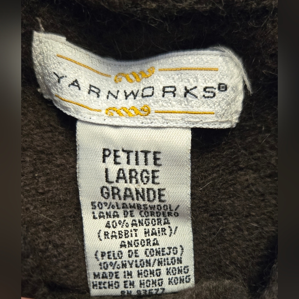 Vintage Yarnworks Wool Angora Brown V-Neck Long Sleeve Sweater Women Sz L Petite - Picture 5 of 6
